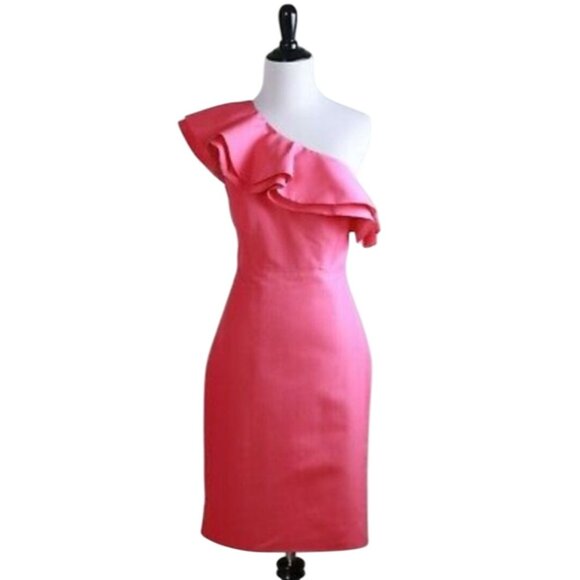 J. Crew Dresses & Skirts - J.Crew Women’s 8 Silk Blend Pink One Shoulder Ruffle Dress Fully Lined Zip G3468